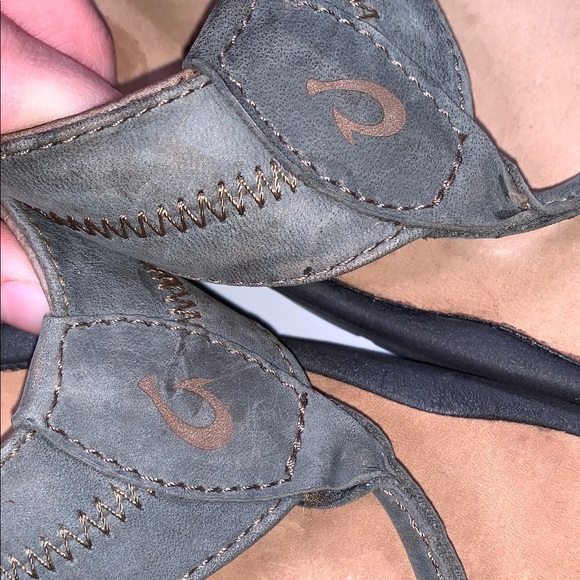 Olukai Men\'s Malau Gray Brown Leather Flip Flops Thong Sandals 15 main image 8
